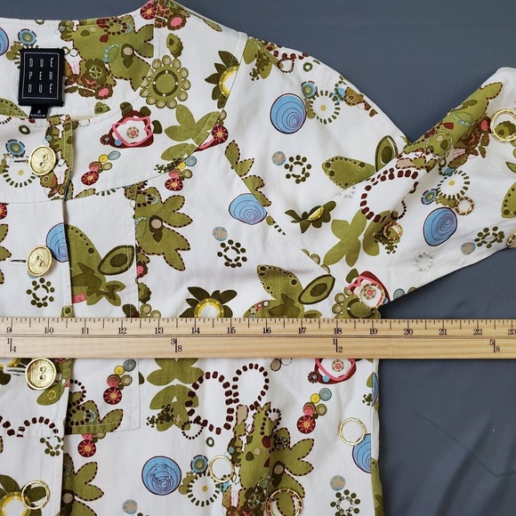 Due per Due Jacket Womens Size‎ 6 3/4 Sleeve Silk Blend Crop Bolero Floral White - Picture 6 of 13